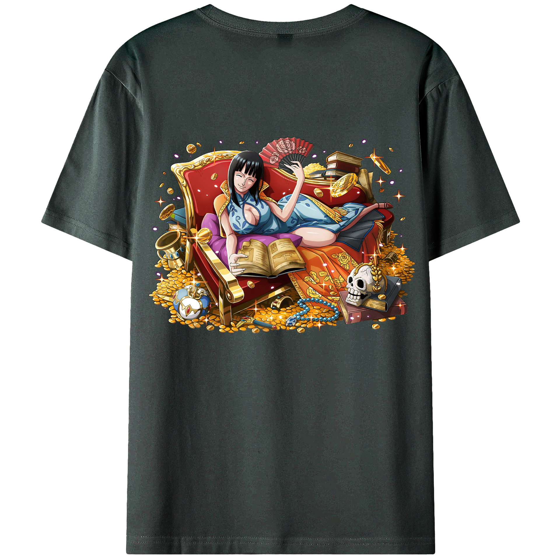 ワンピース ニコ・ロビン ONE PIECE Nico Robin 綿100％ メンズ半袖Tシャツ（バックプリント） 通気性